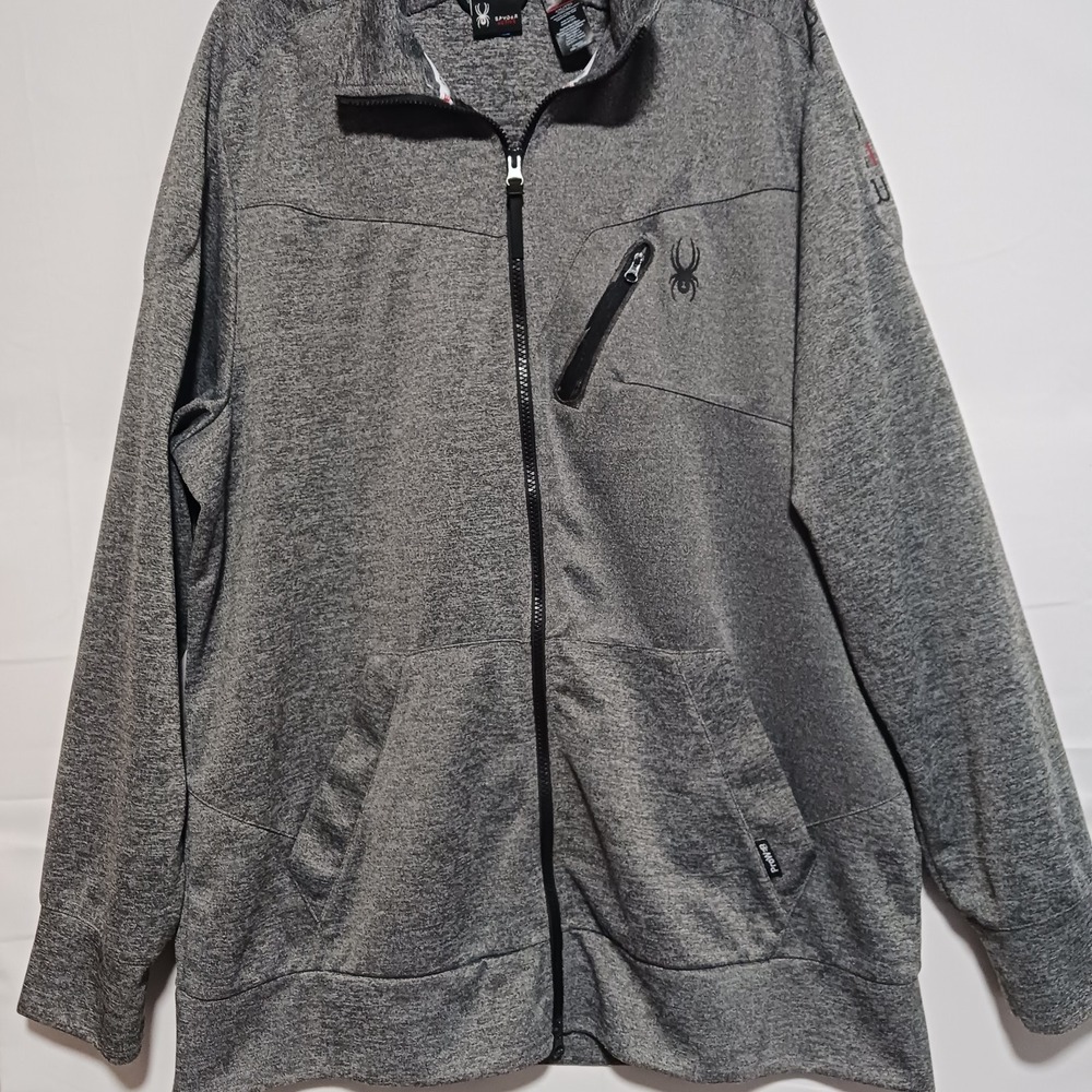 Spyder Active Men's Gray Full Zip 2XL Light Weight  Knit Athleisure Jacket.